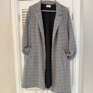 MELLODAY Black and White Patterned Long cardigan Jacket, XL Business Casual